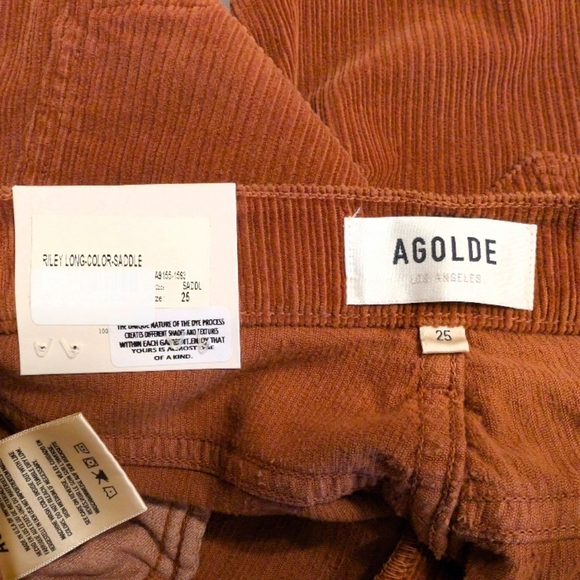 AGOLDE Riley Long High Rise Straight Brown Corduroy Pants Size 25 - Picture 6 of 8